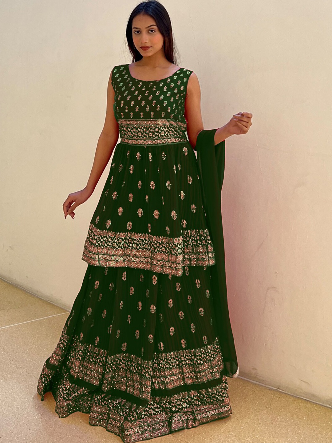 

Chhabra 555 Embellished Lehenga Choli & Dupatta, Green