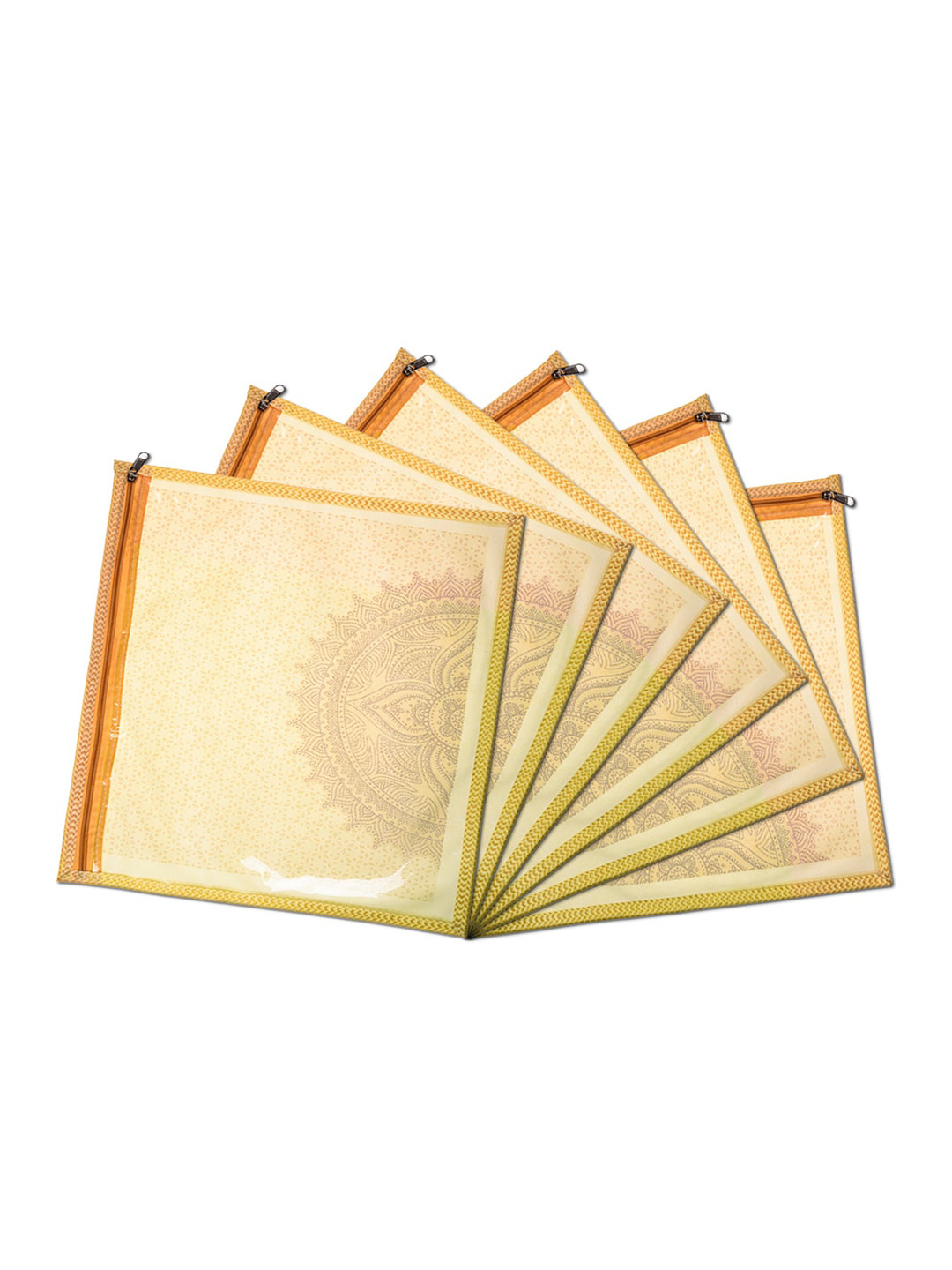 

Kuber Industries Cream & Yellow 6 Pieces Printed Saree Covers