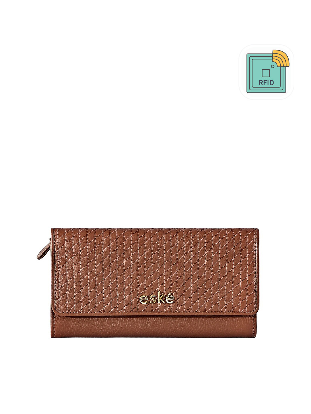 

Eske Women Textured Leather Three Fold Wallet, Brown