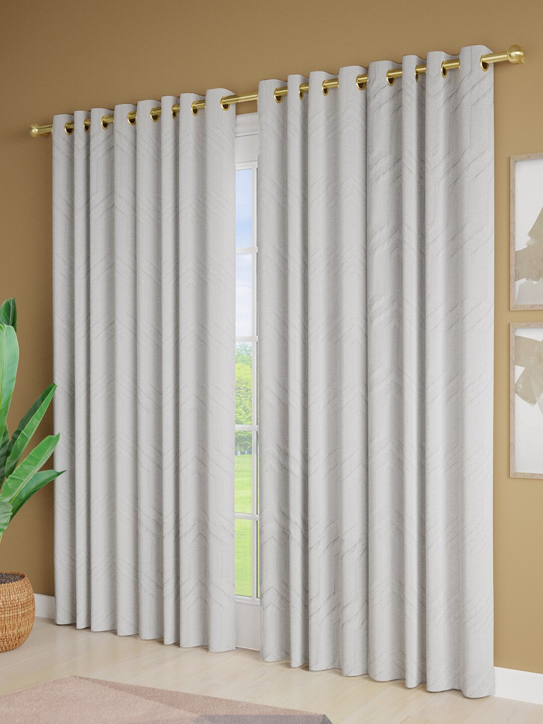 

Just Home White 4 Pieces Jacquard Door Curtains