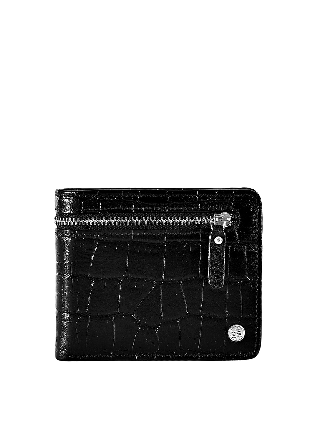 

Eske Men Textured Leather Two Fold Wallet, Black