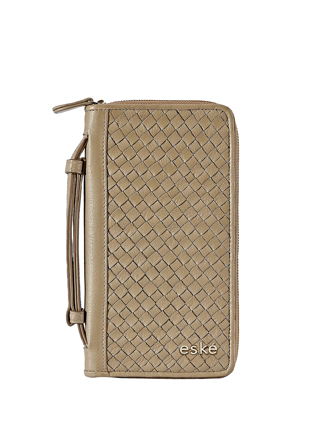 

Eske Men Textured Leather Passport Holder, Beige