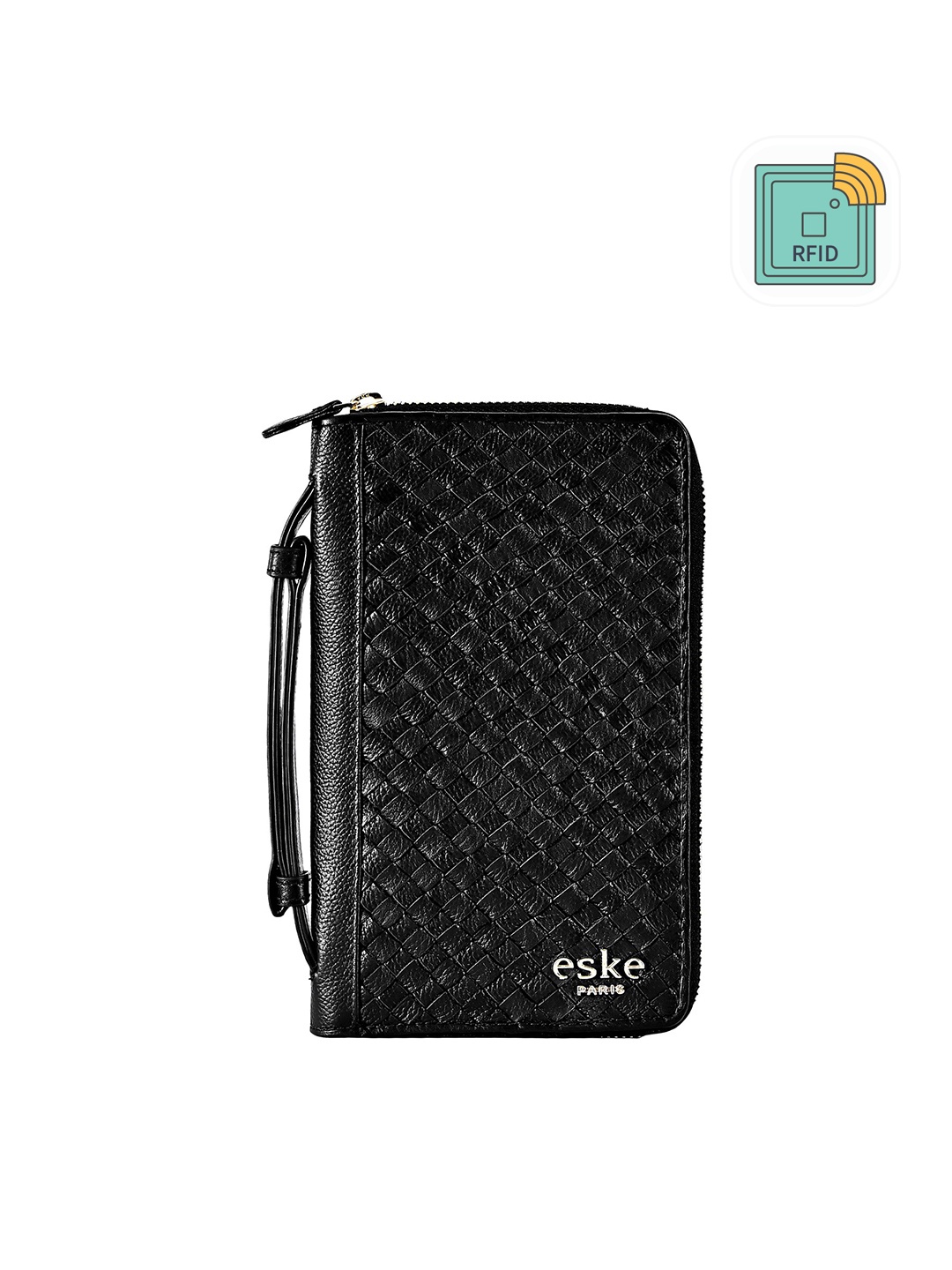 

Eske Men Textured Leather Passport Holder, Black