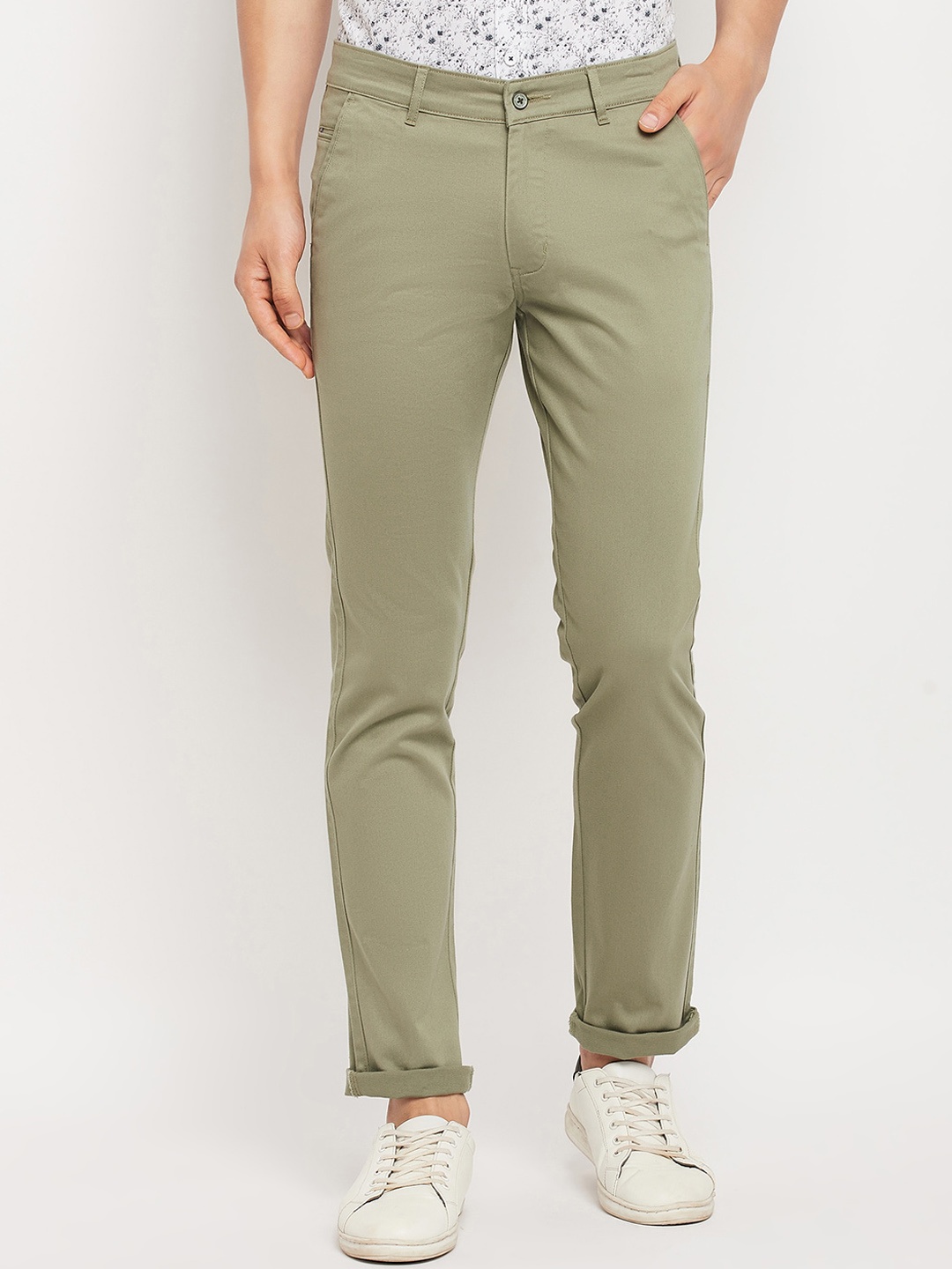 

Duke Men Slim Fit Cotton Trousers, Green