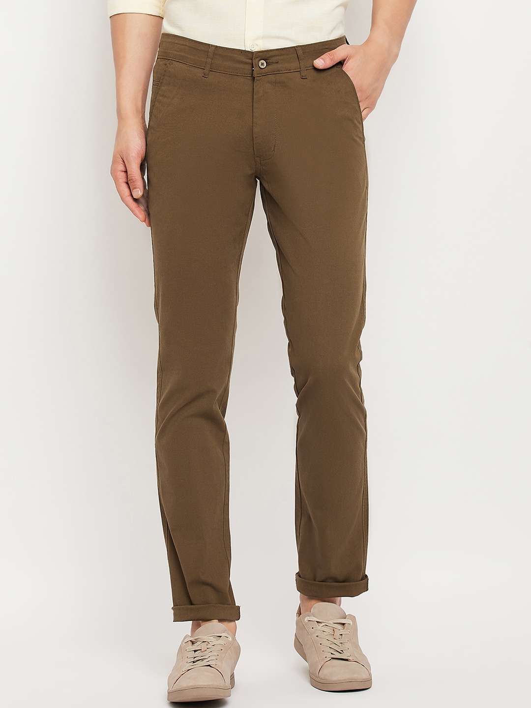 

Duke Men Cotton Slim Fit Trousers, Brown