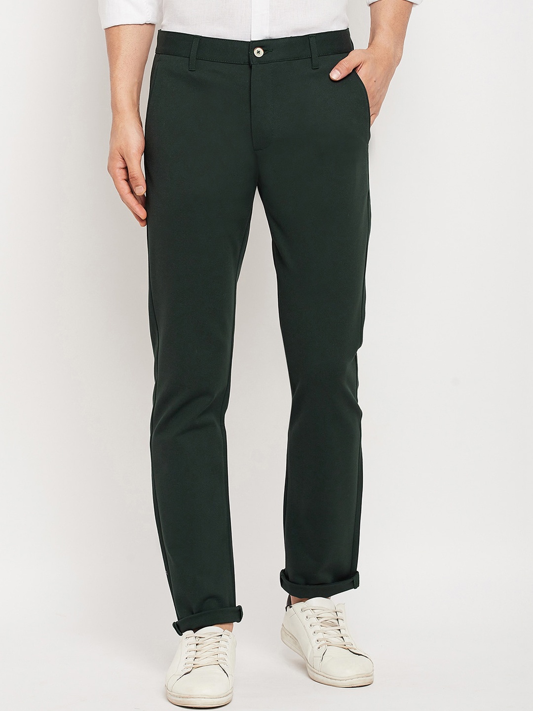 

Duke Men Cotton Slim Fit Trousers, Green