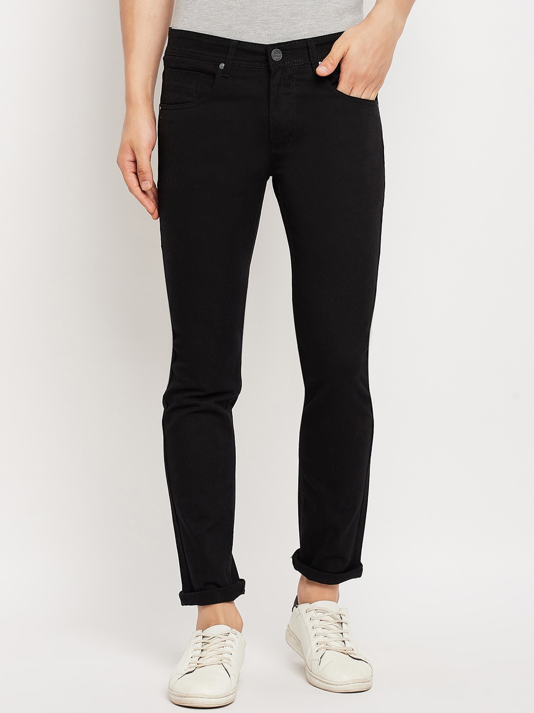 

Duke Men Clean Look Mid Rise Cotton Stretchable Jeans, Black