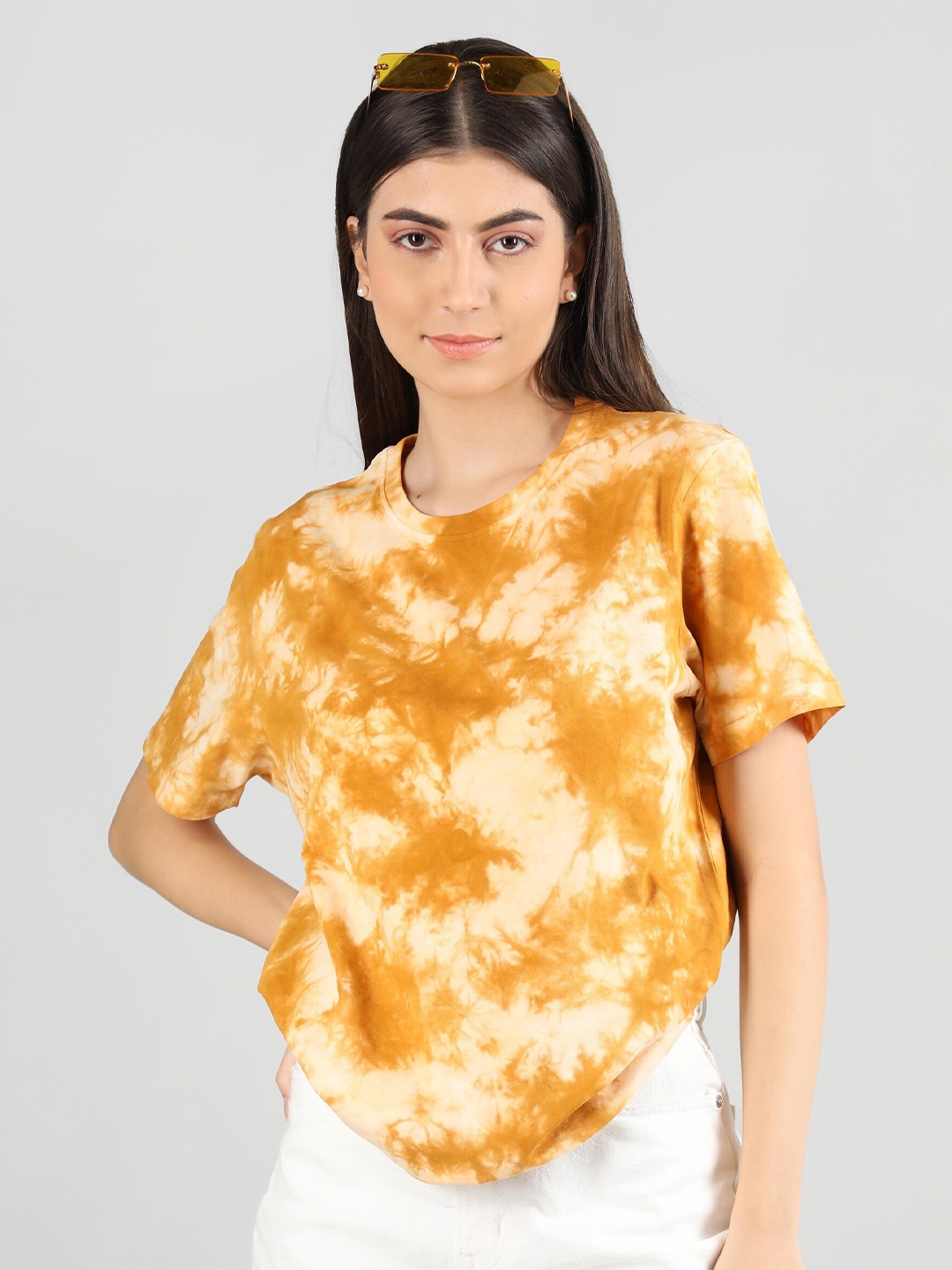 

Plagg Tie And Dyed Loose Cotton T-Shirt, Yellow
