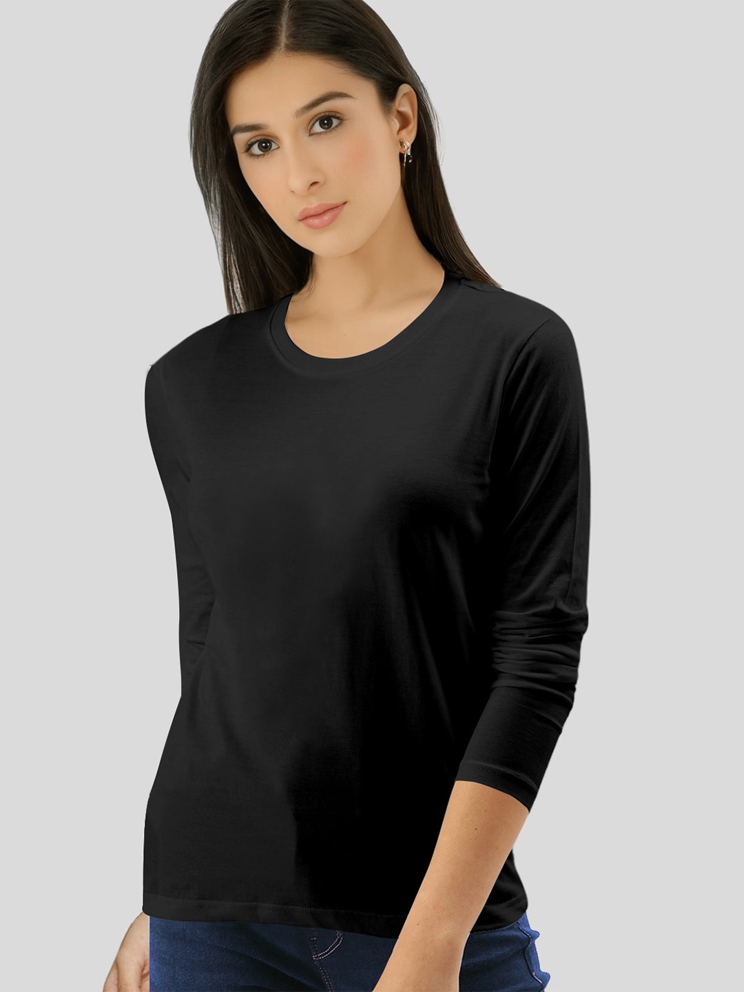 

Pootlu Round Neck Pure Cotton T-Shirt, Black