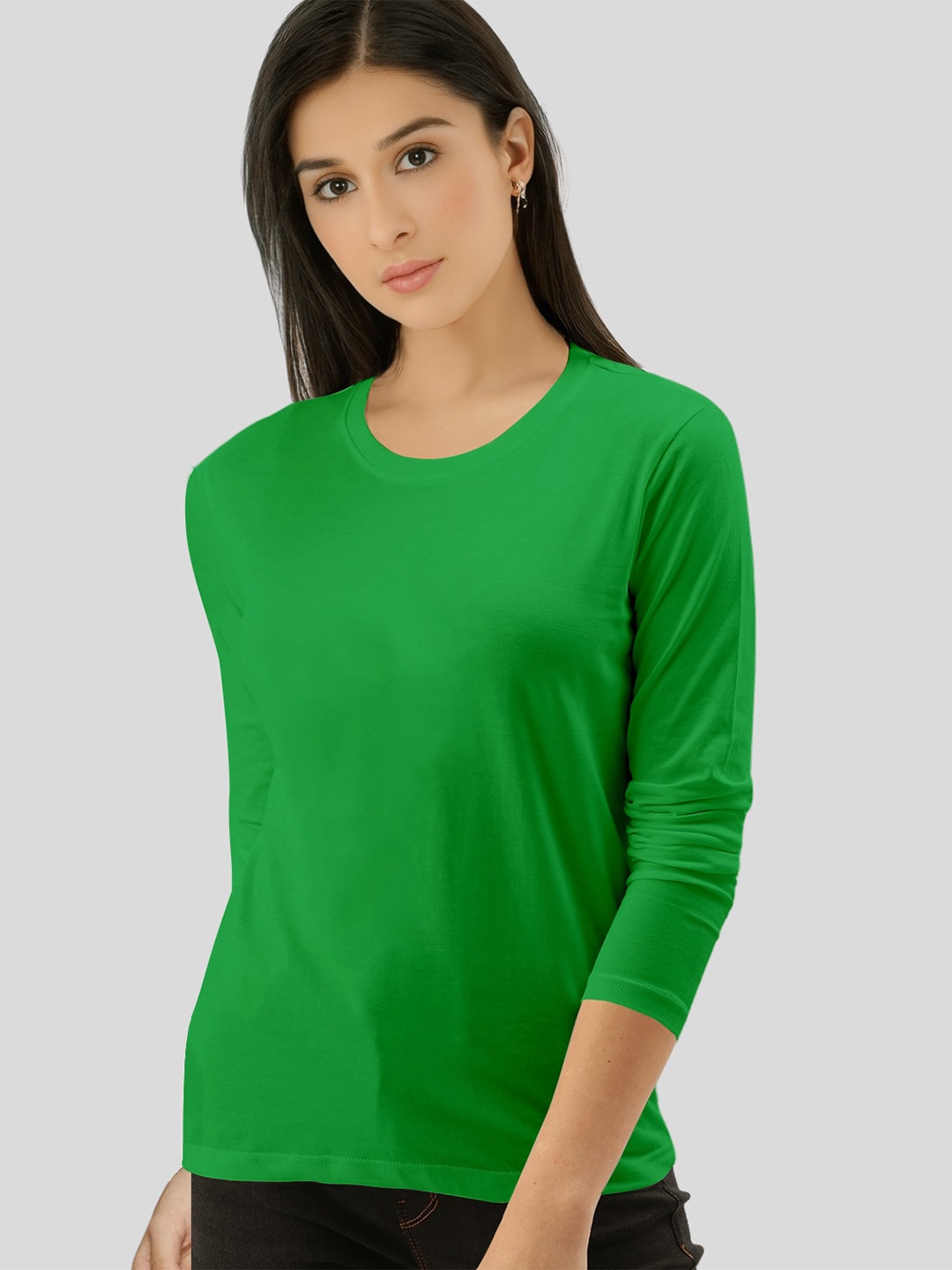 

Pootlu Round Neck Pure Cotton T-Shirt, Green