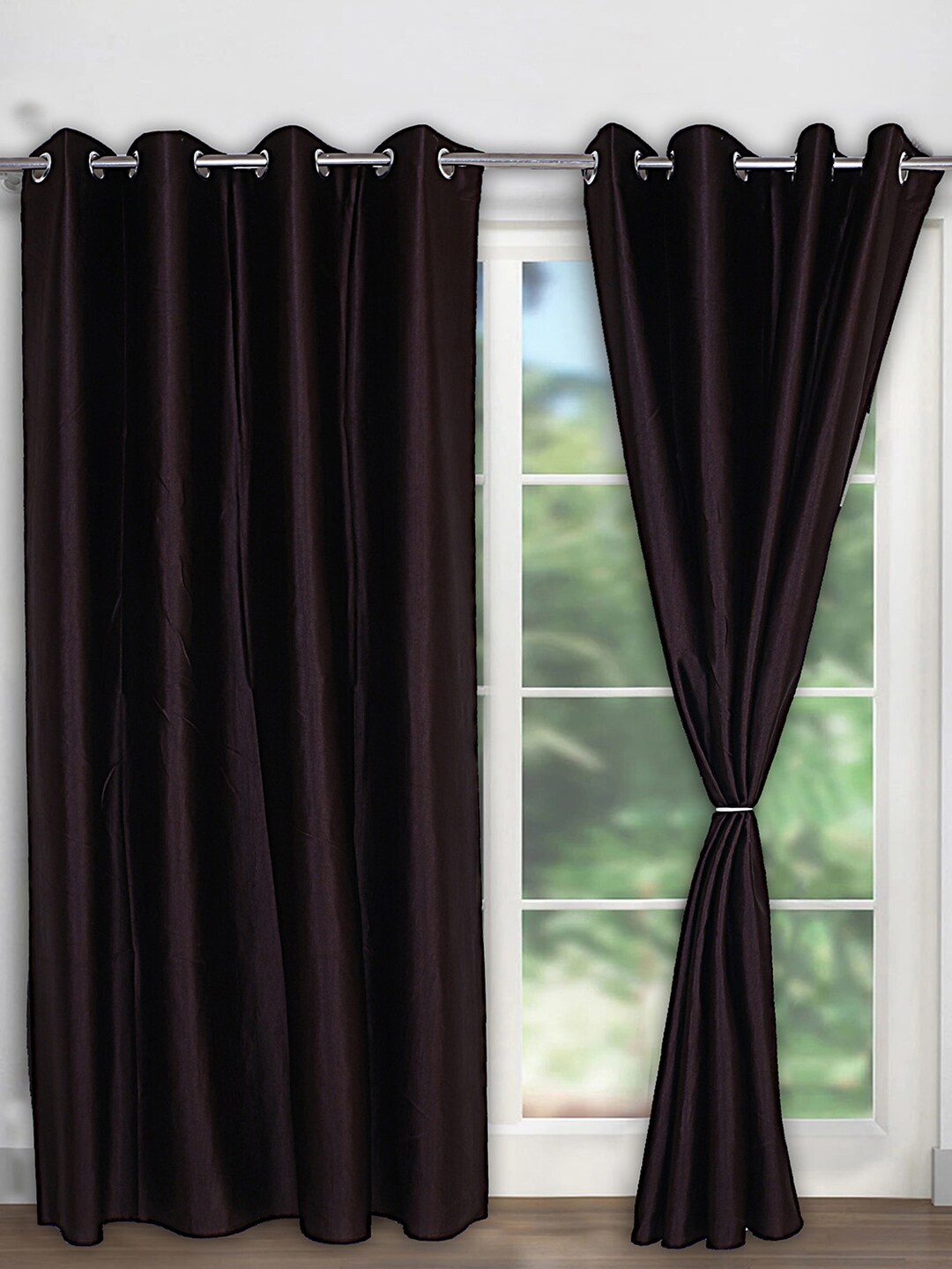 

Kuber Industries Brown 2 Pieces Black Out Door Curtains