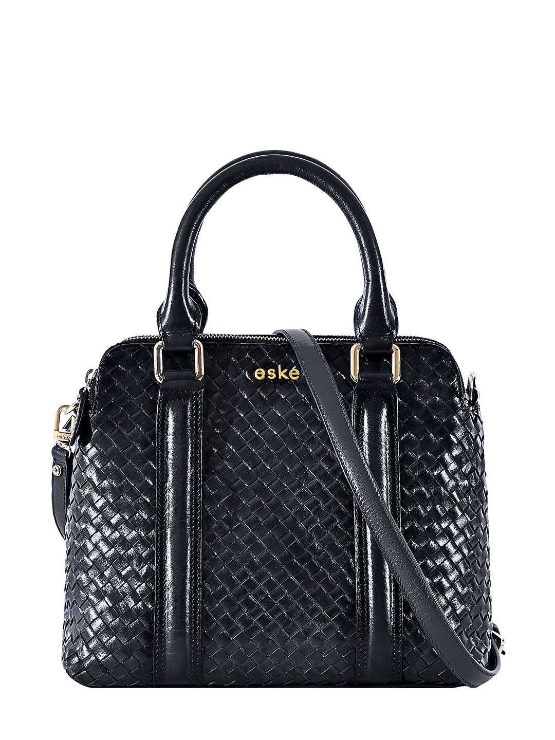 

Eske Textured Leather Structured Handheld Bag, Navy blue
