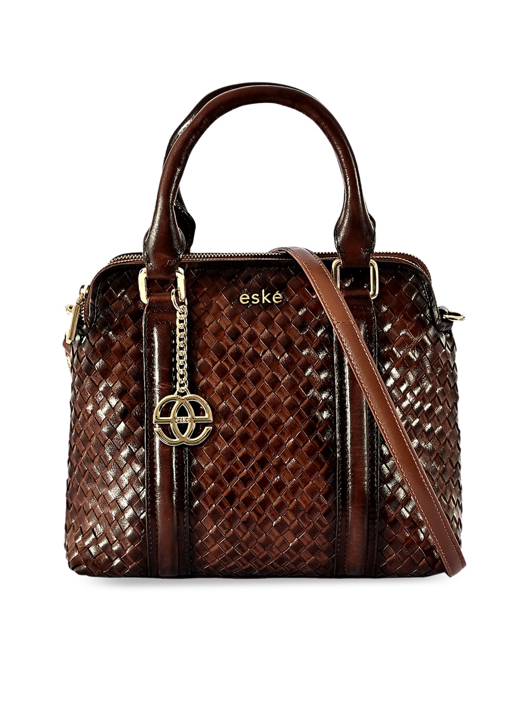 

Eske Textured Leather Structured Handheld Bag, Tan