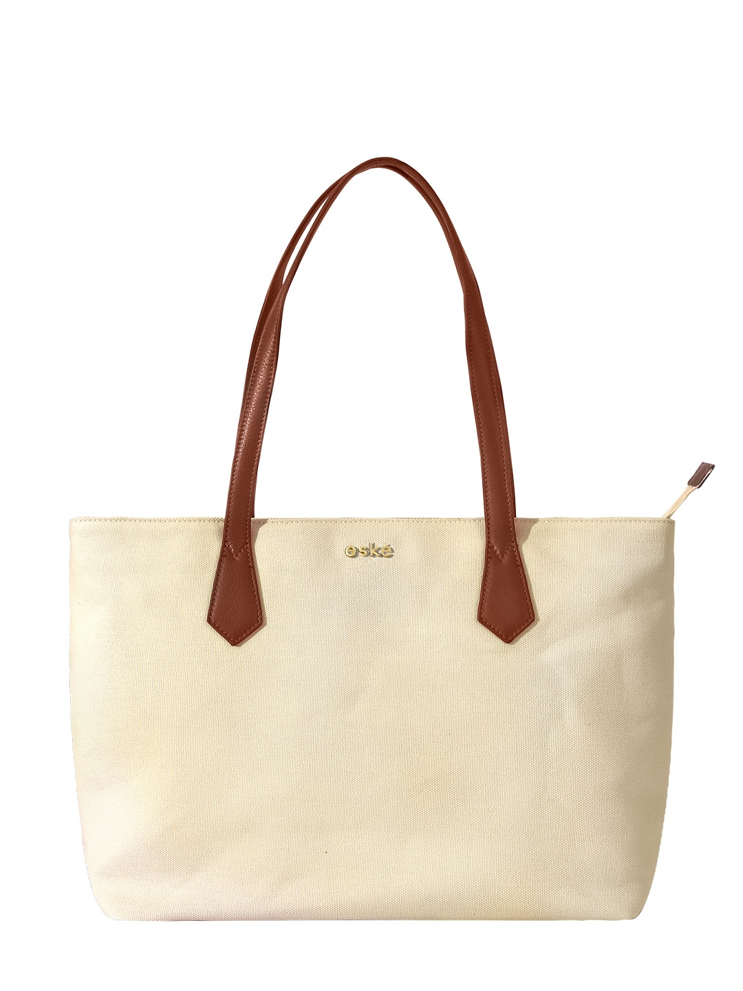 Eske Textured Shopper Canvas Shoulder Bag, White