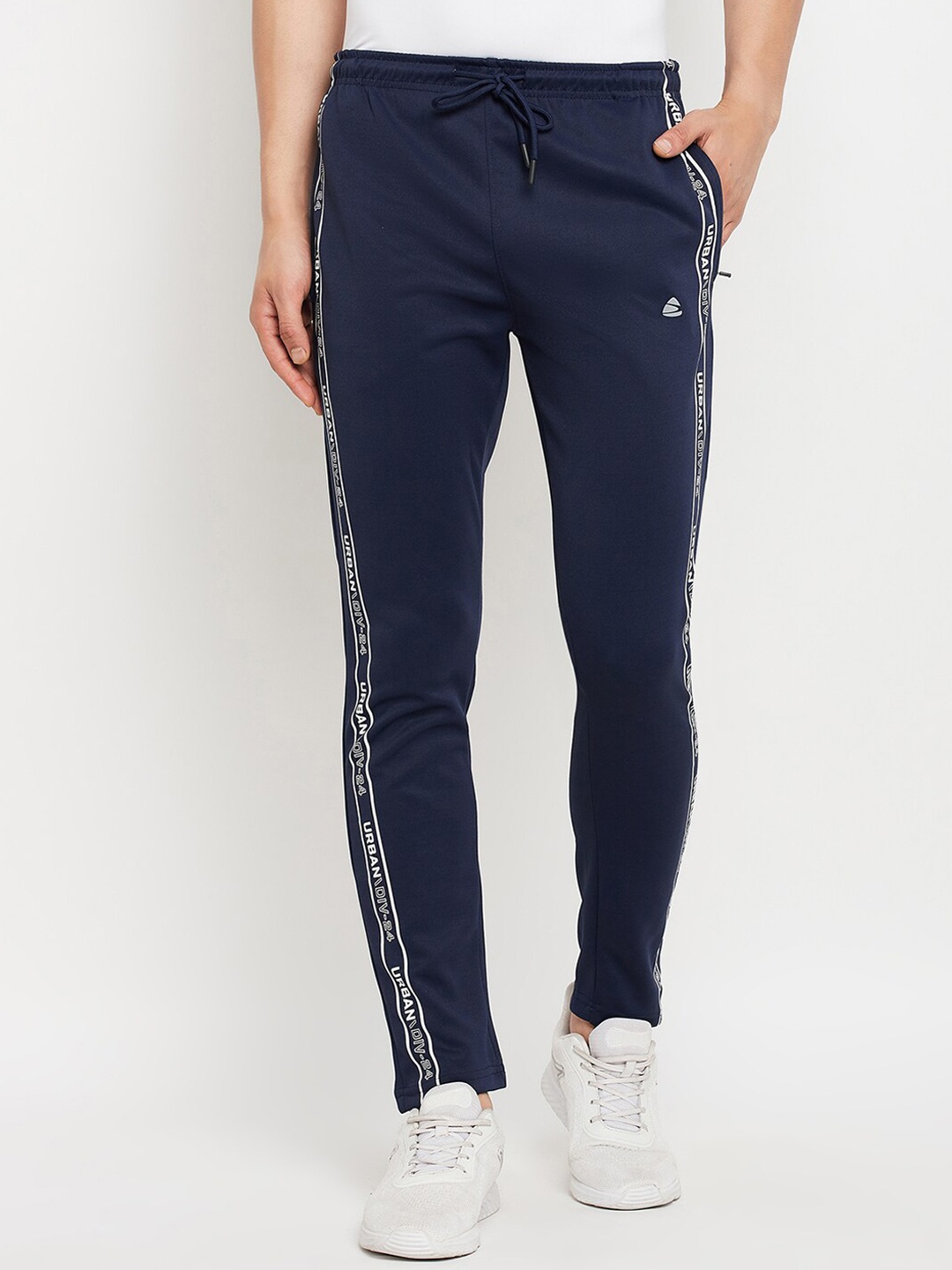 

Duke Men Side Tape Mid-Rise Track Pants, Navy blue