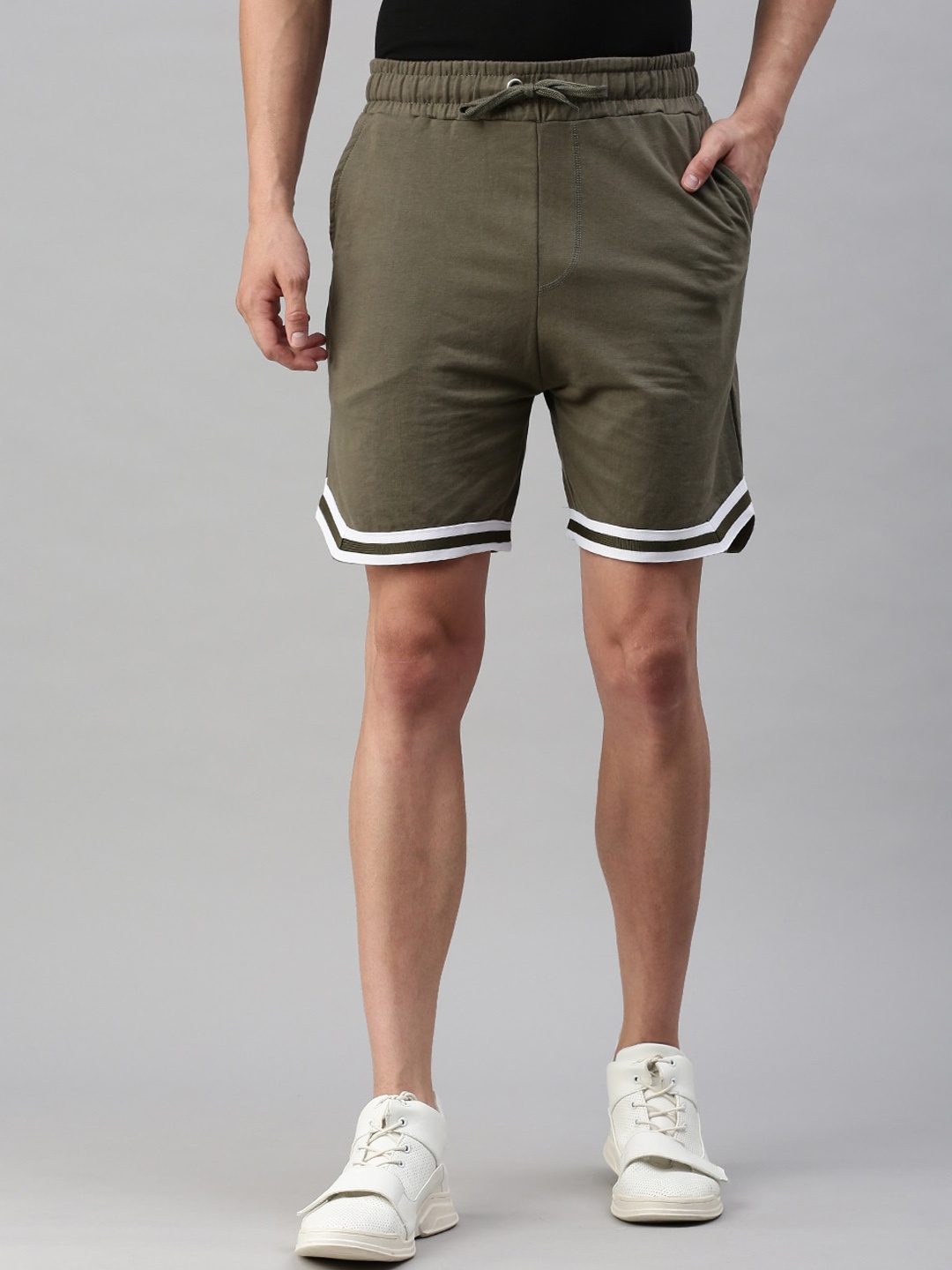 Urban Dog Men Cotton Sports Shorts, Olive