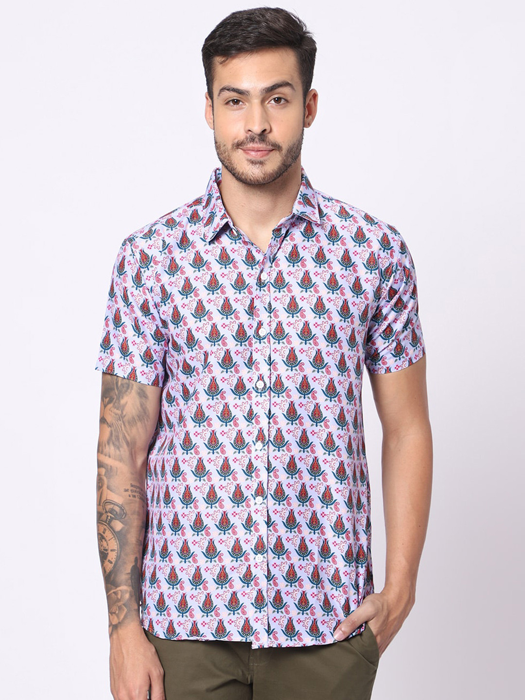

N AND J Ethnic Motifs Printed Classic Casual Shirt, Pink