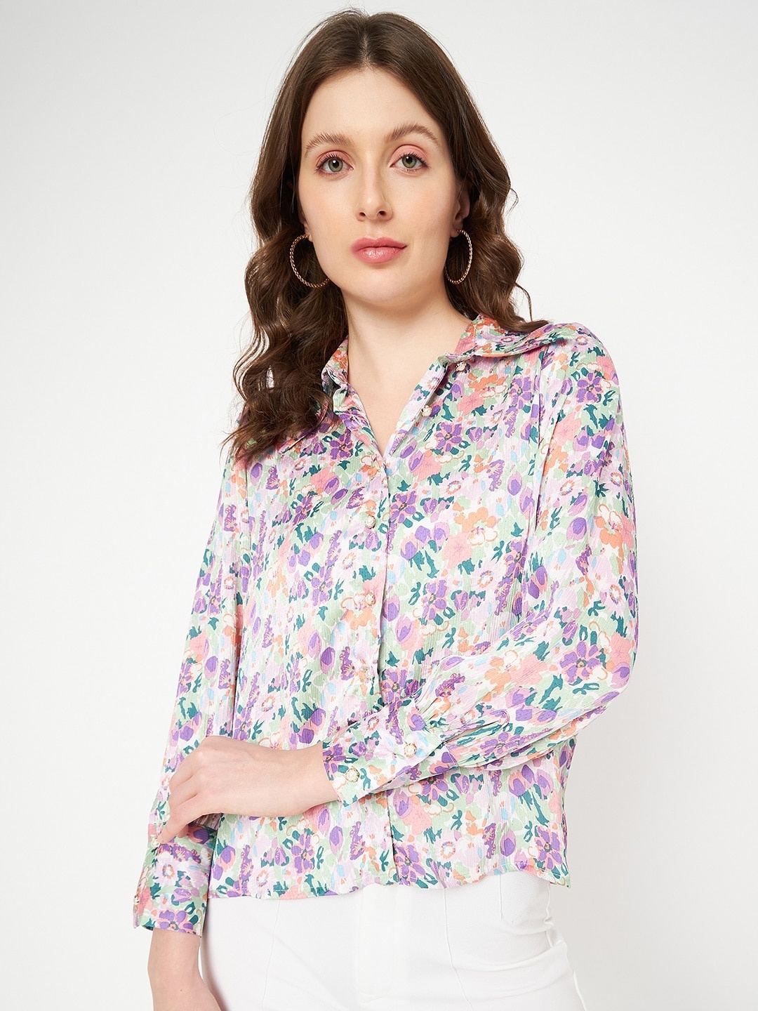 

Madame Floral Printed Casual Shirt, Purple