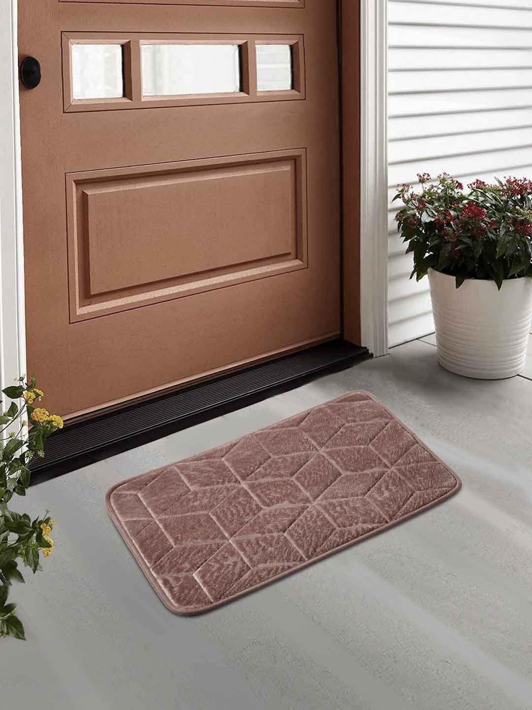 

FABINALIV Brown Geometric Anti-Skid Door Mat