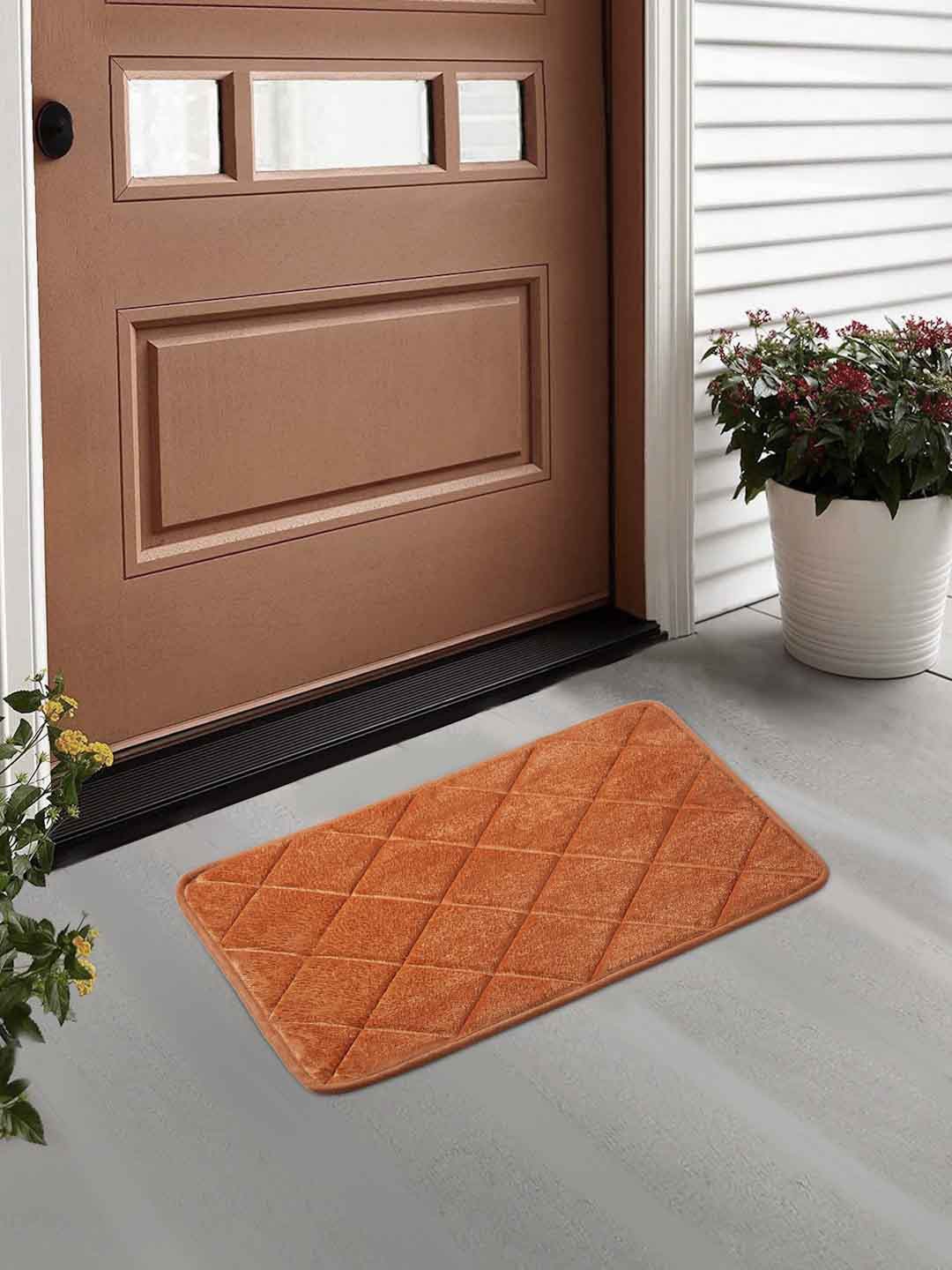 

FABINALIV Orange Colored Textured Anti-Skid Doormat