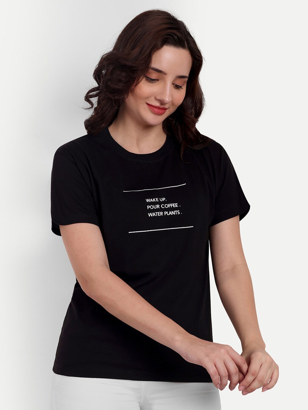 

SIAPA Typography Printed Pure Cotton Bio Finish T-shirt, Black