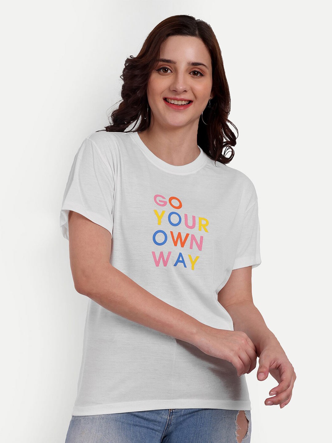 

SIAPA Typography Printed Bio Finish Pure Cotton T-Shirt, White