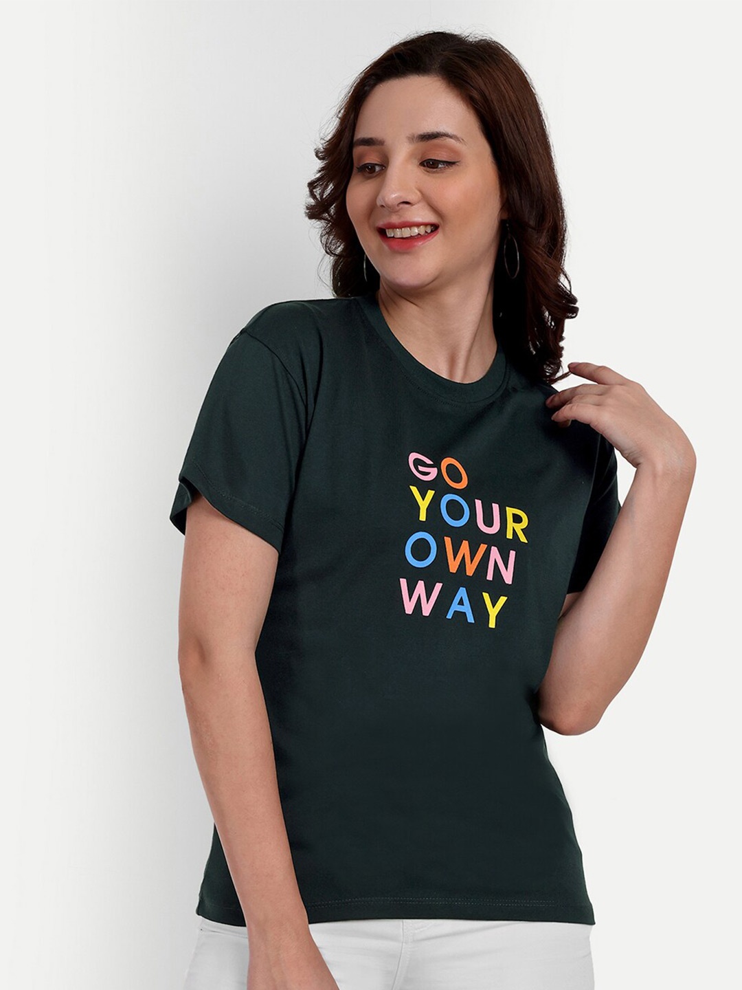 

SIAPA Typography Printed Bio Finish Pure Cotton T-Shirt, Green