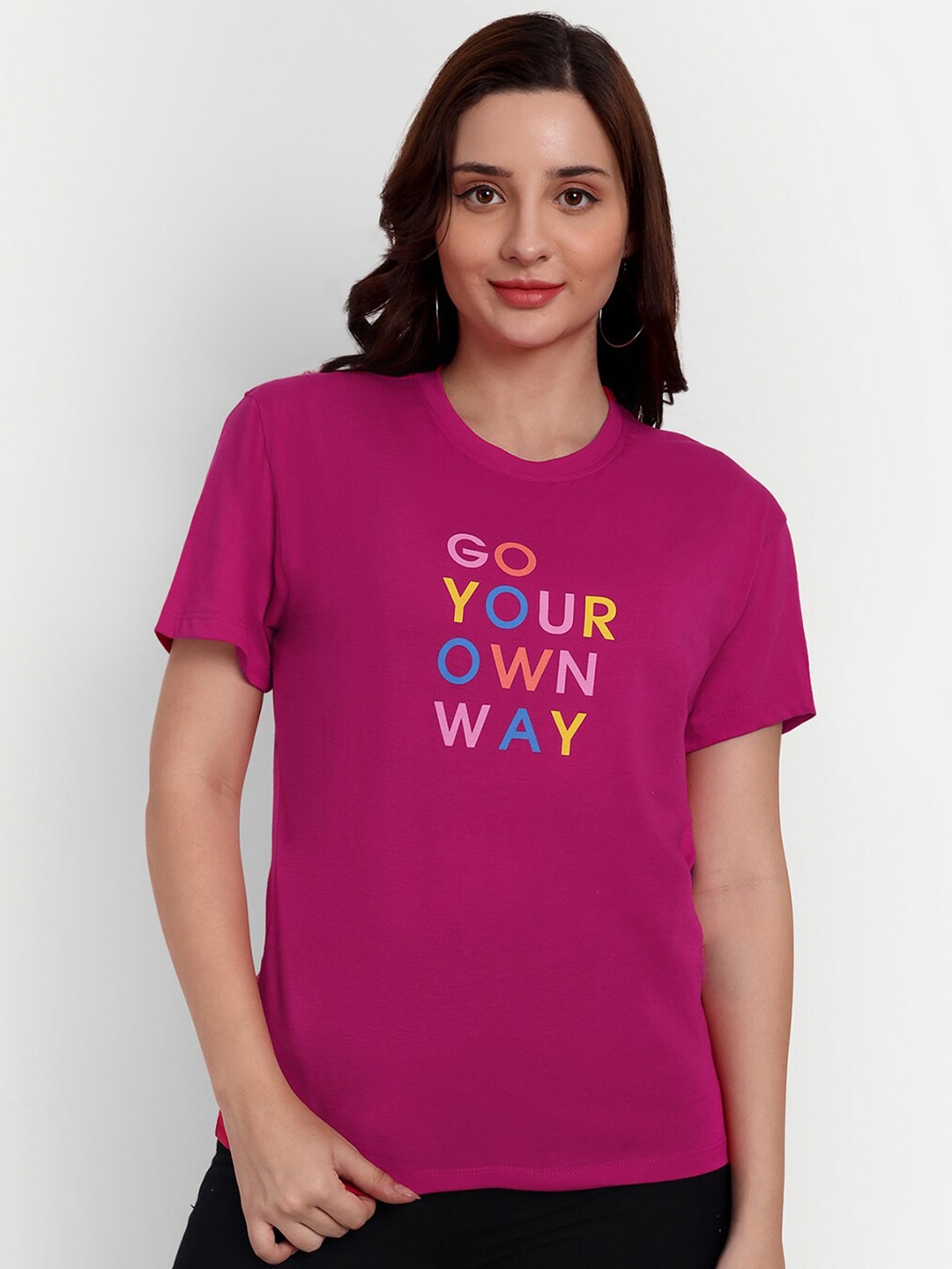 

SIAPA Typography Printed Bio Finish Pure Cotton T-Shirt, Pink