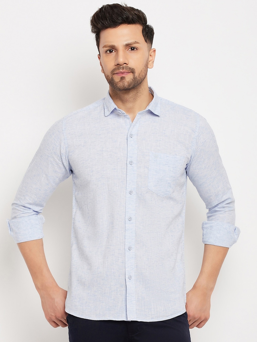 

Duke Slim Fit Opaque Cotton Casual Shirt, Blue