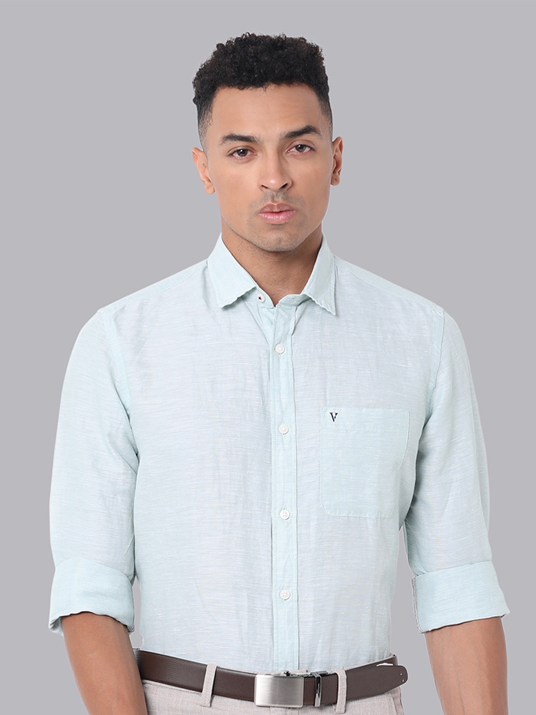 

Van Heusen Sport Slim Fit Linen Cotton Formal Shirt, Blue