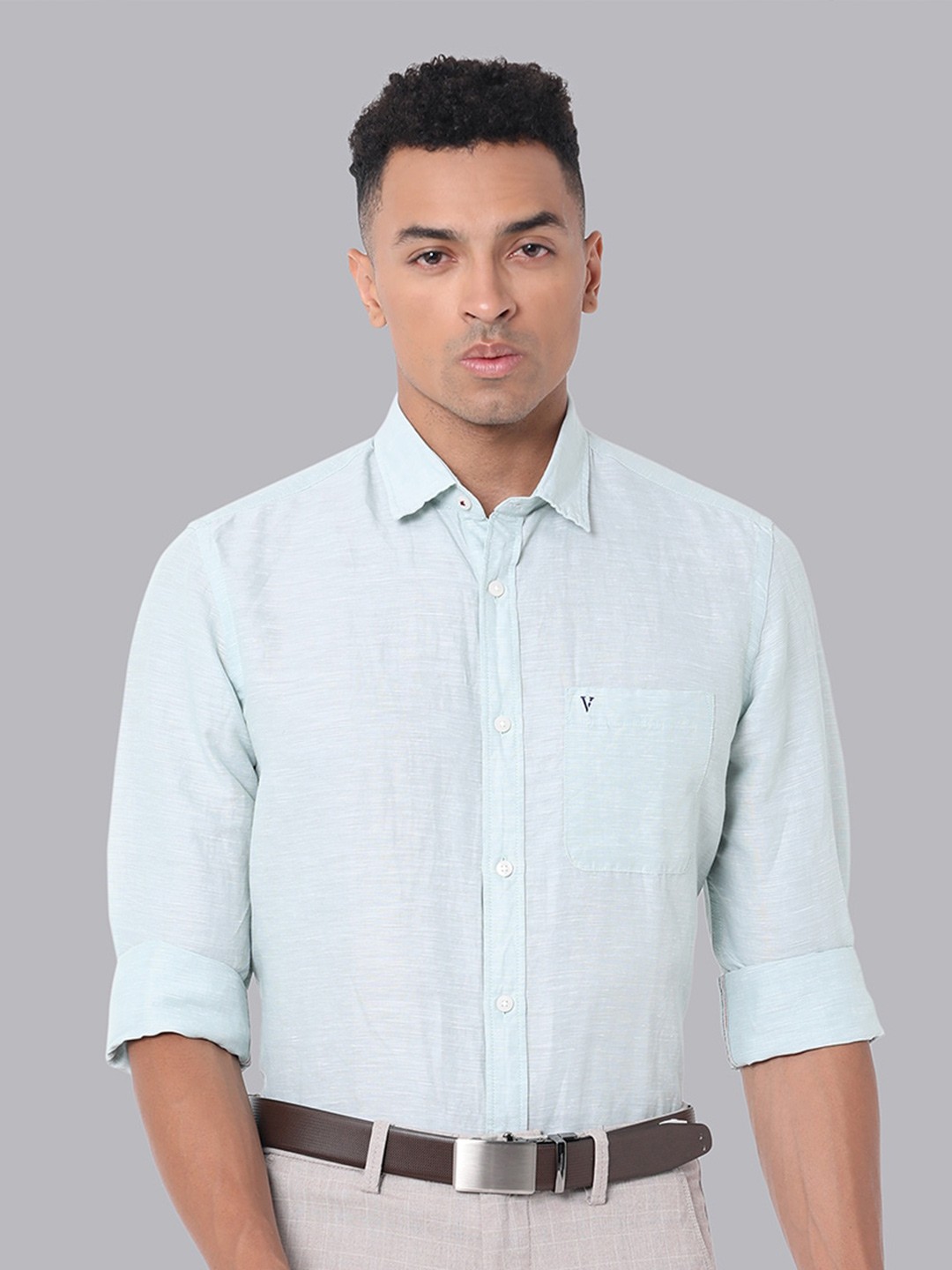

Van Heusen Sport Slim Fit Linen Cotton Formal Shirt, Blue