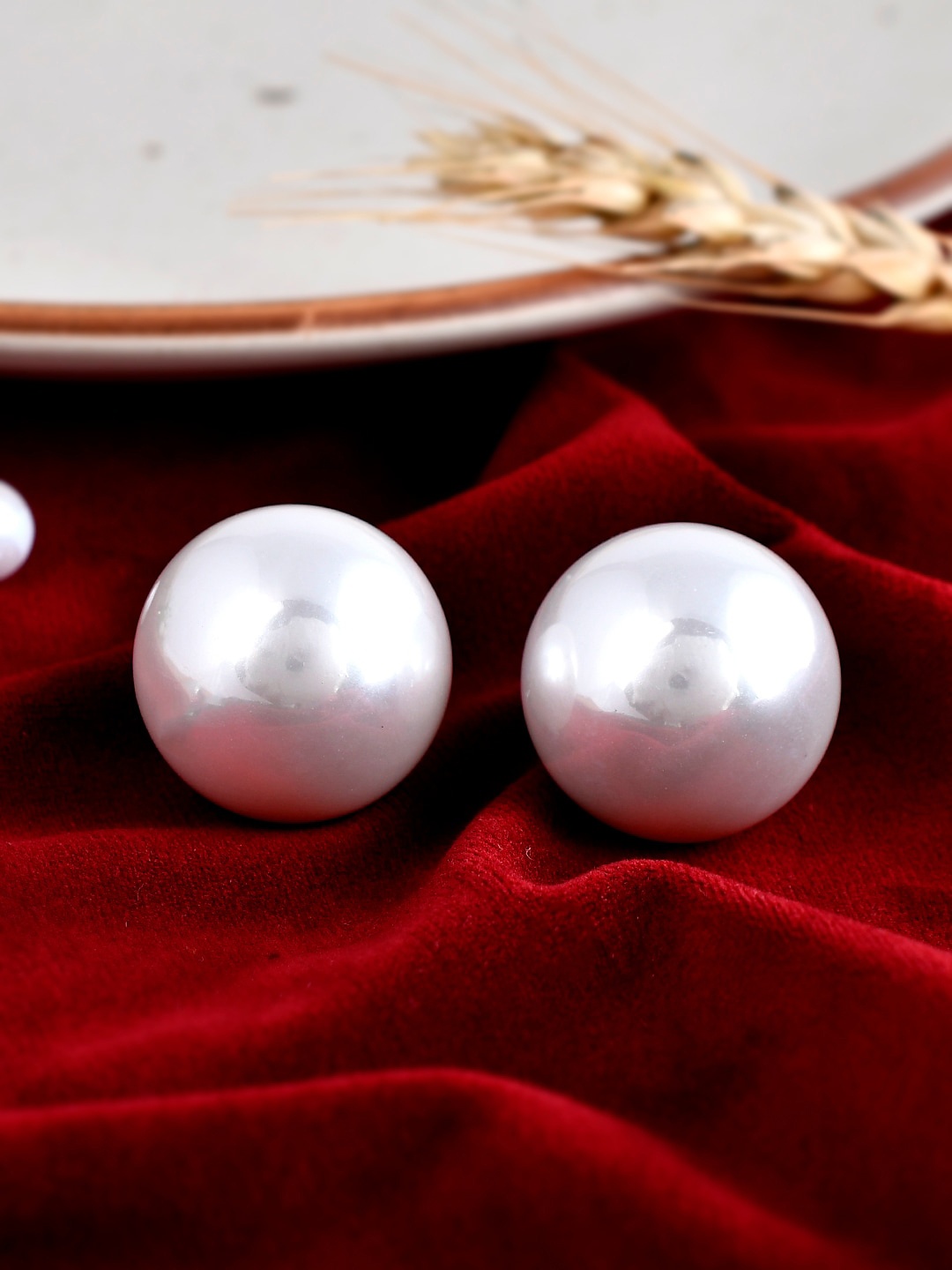 

Shoshaa Silver-Plated Contemporary Pearl Studs, White