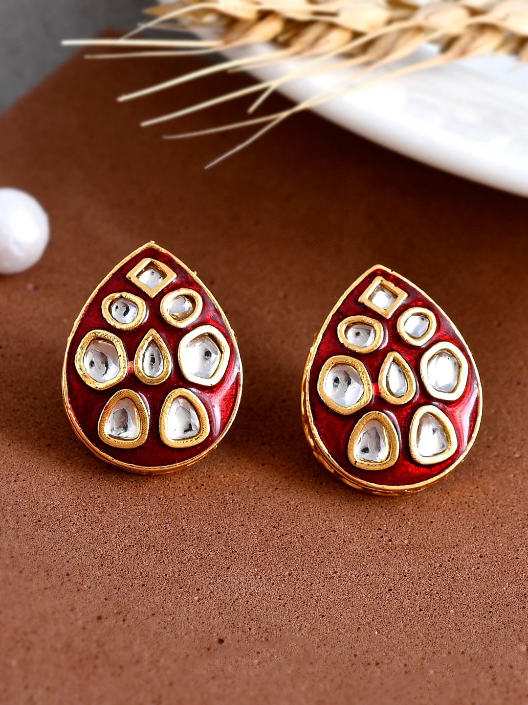 

Shoshaa Gold-Plated Teardrop Shaped Studs Earrings