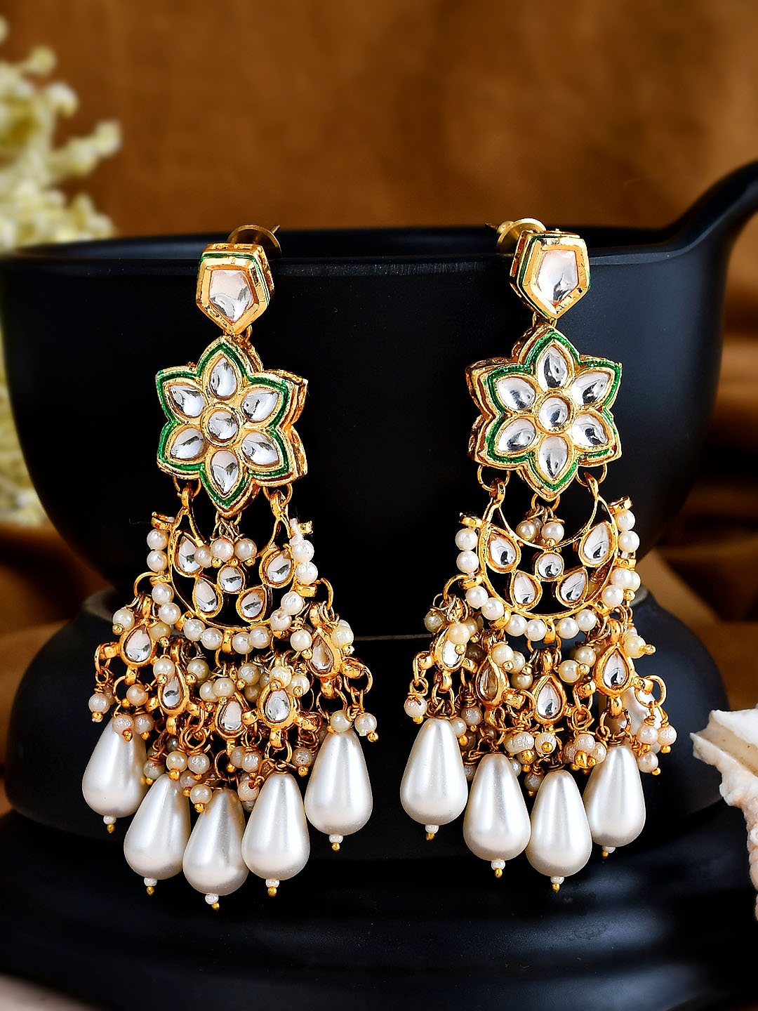 

Shoshaa Gold-Plated Contemporary Drop Earrings