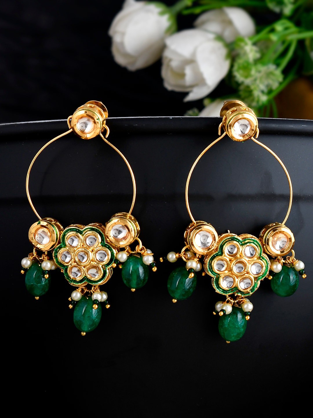 

Shoshaa Gold-Plated Contemporary Drop Earrings