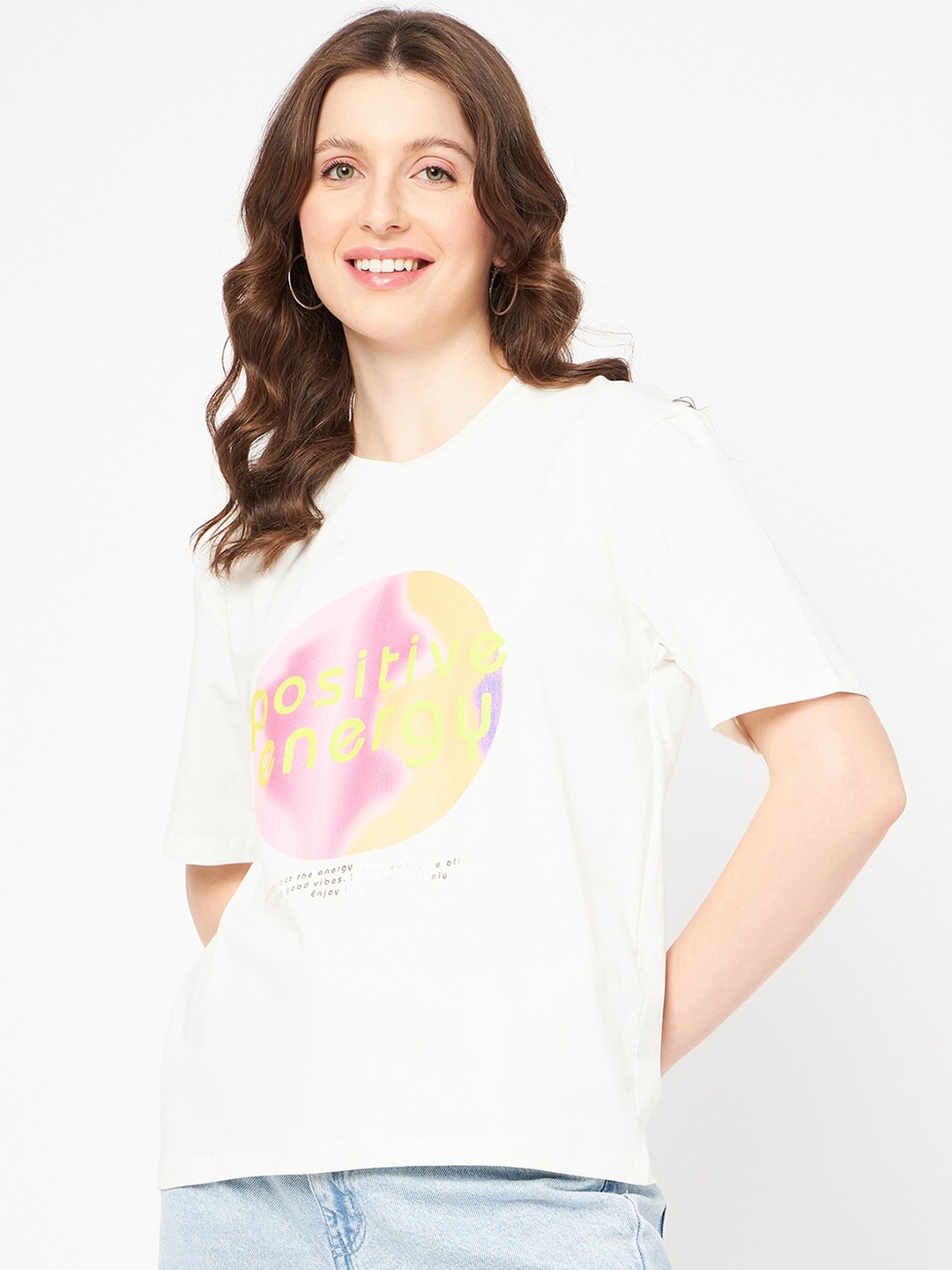 

Madame Graphic Printed Cotton Top, White