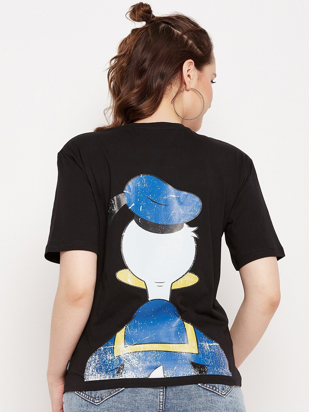 

Madame Donald Duck Print Cotton Top, Black