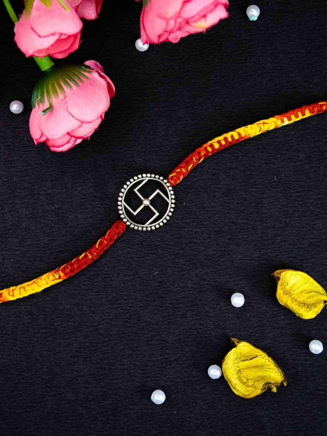 

Arte Jewels Swastik Designed Mauli Rakhi, Silver