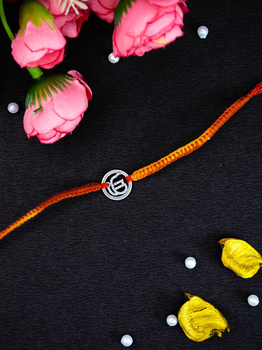 

Arte Jewels Stone-Studded Mauli Rakhi, Silver
