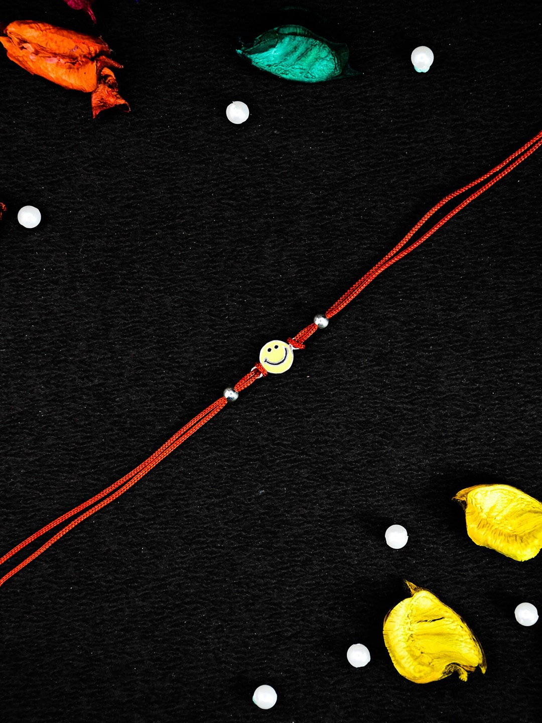 

Arte Jewels Smiley Charm Thread Rakhi, Silver