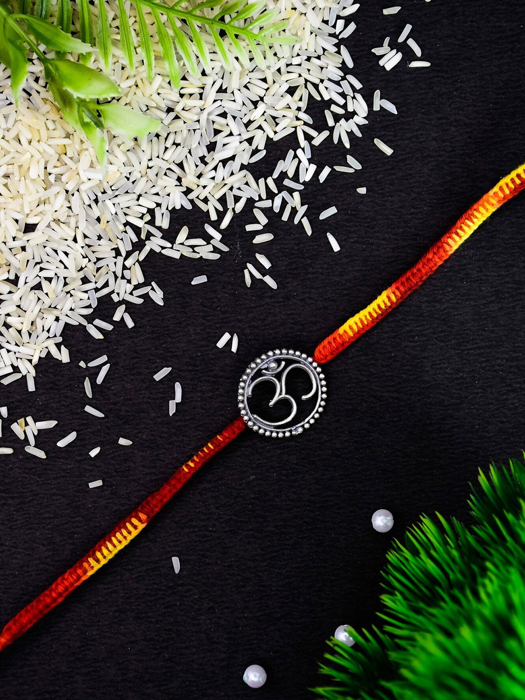 

Arte Jewels OM Charm Thread Rakhi, Silver