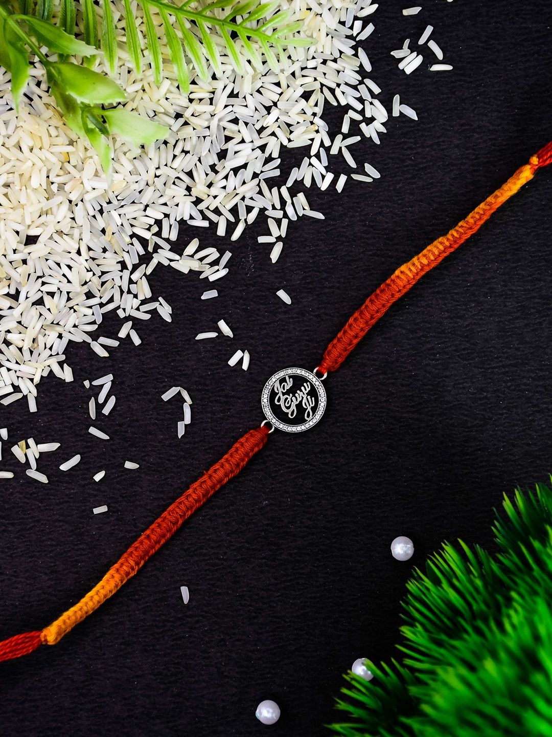 

Arte Jewels Men Jai Guru Ji Charm Thread Rakhi, Silver