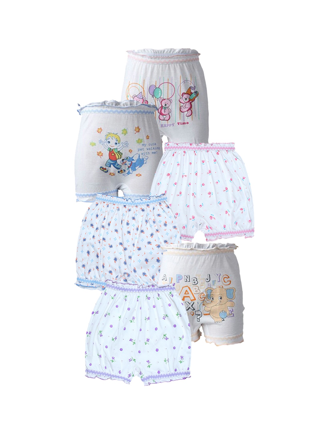 

CAREPLUS Kids Pack Of 6 Cotton Boy Shorts Briefs Polo_Wc_Prince_Wc_9-10,Y-6pc_MY-Brif-A, White