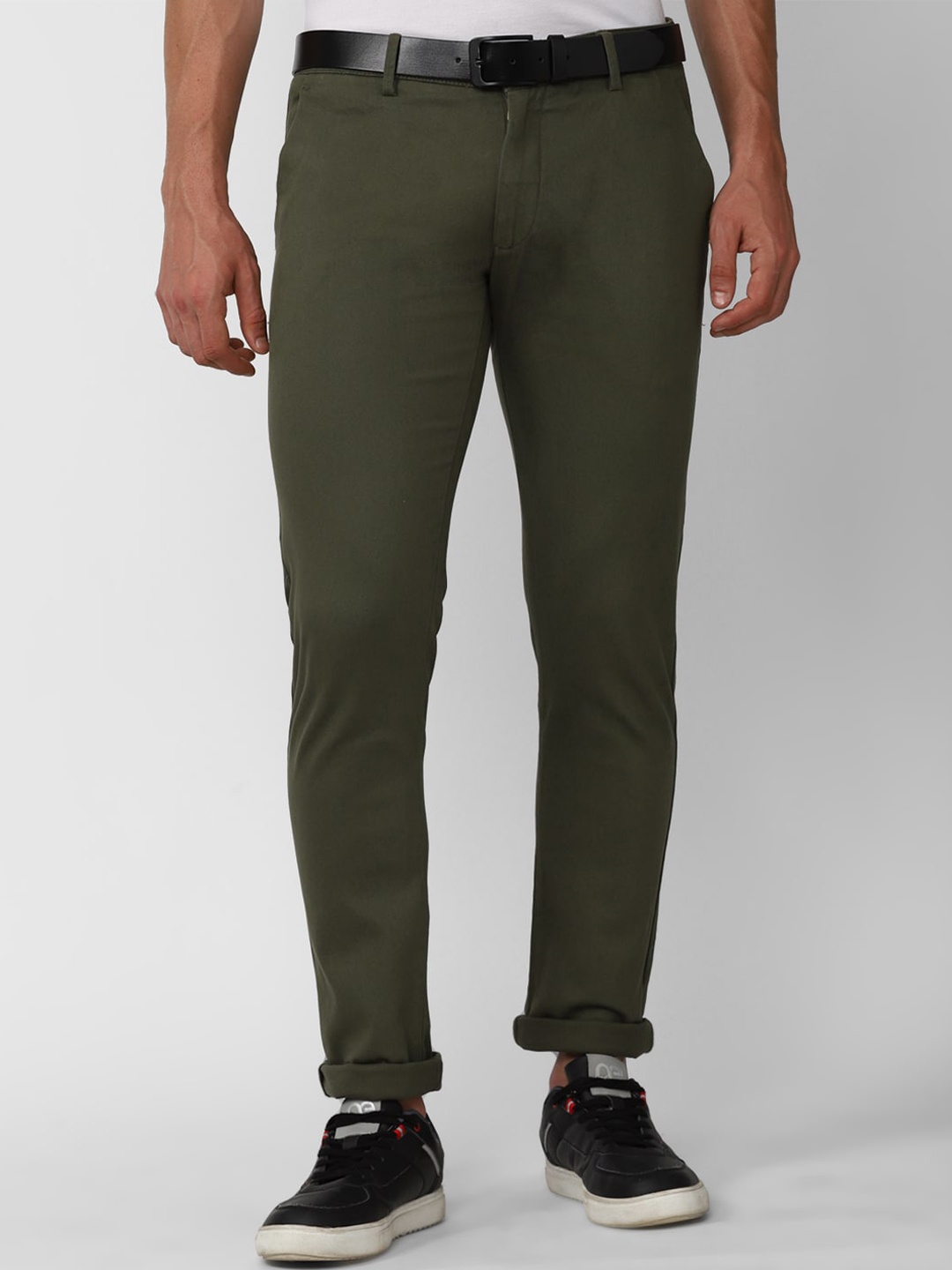 

Peter England Casuals Men Skinny Fit Regular Trousers, Olive