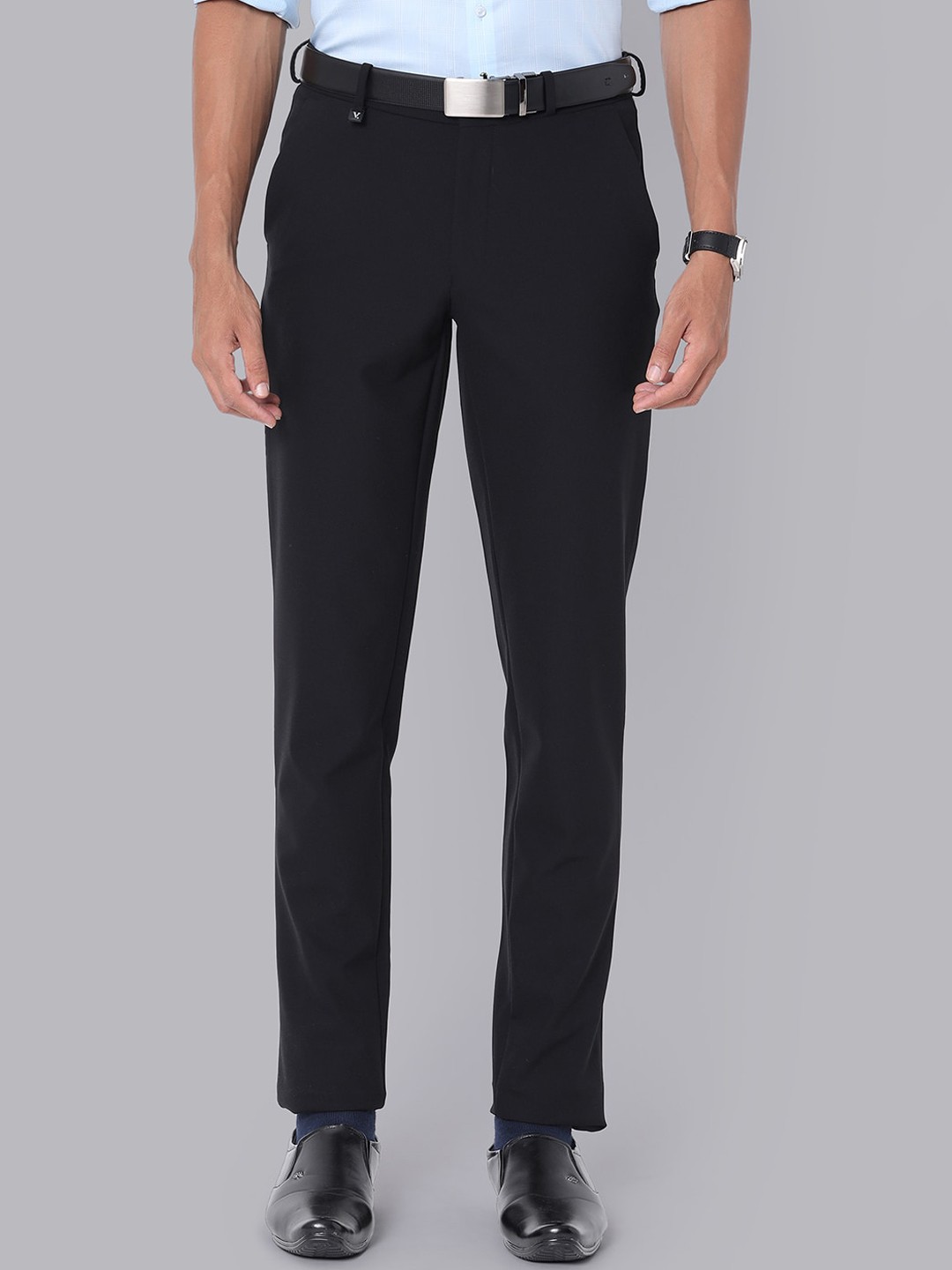 

V Dot Men Navy Blue Slim Fit Trousers