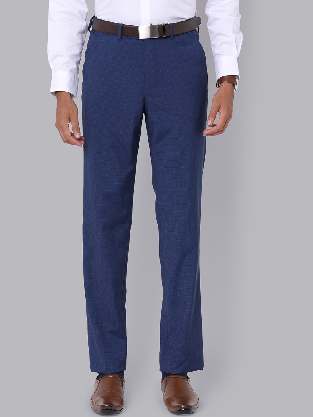 

Van Heusen Men Mid-Rise Formal Trousers, Blue