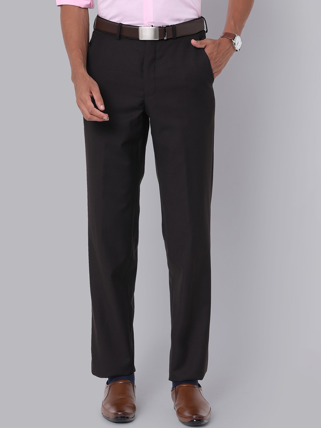 

Van Heusen Men Mid-Rise Formal Trousers, Brown