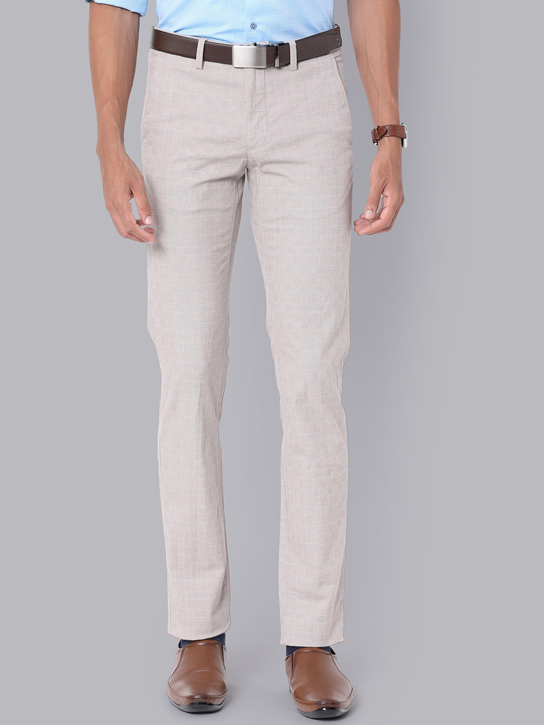 

Van Heusen Sport Men Checked Slim Fit Formal Trousers, Grey