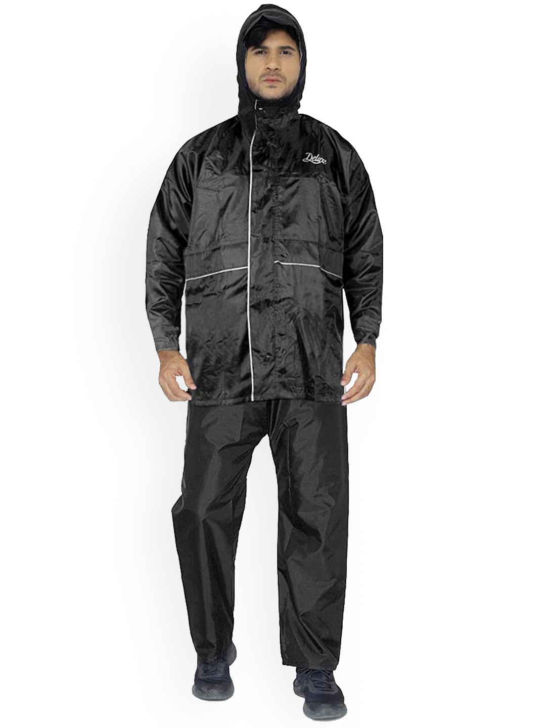 

THE CLOWNFISH Plus Size Reversible Double Coating Rain Suit, Black