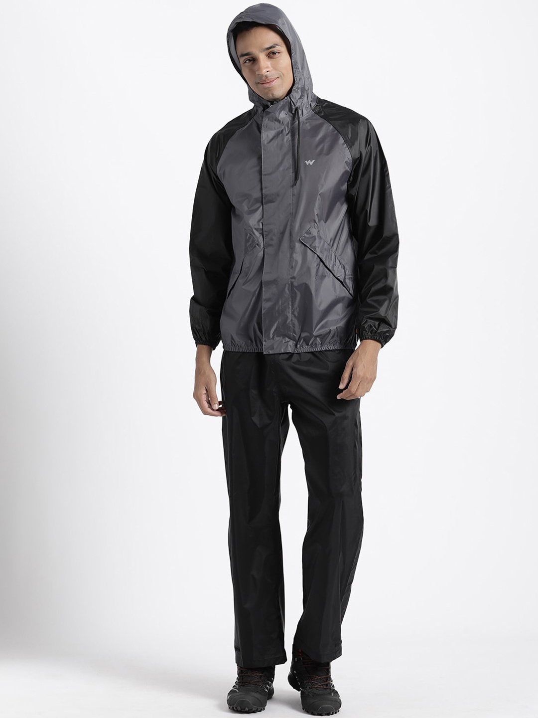 

Wildcraft Colourblocked Hooded Lightweight Rain Suit, Grey